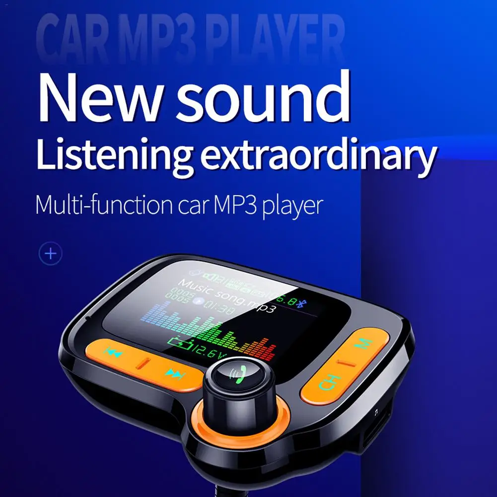 Автомобильный fm-передатчик Pantalla A цветной Bluetooth 5,0 беспроводной модулятор Mp3 плеер QC 3,0 двойной USB зарядное устройство Голосовая передача