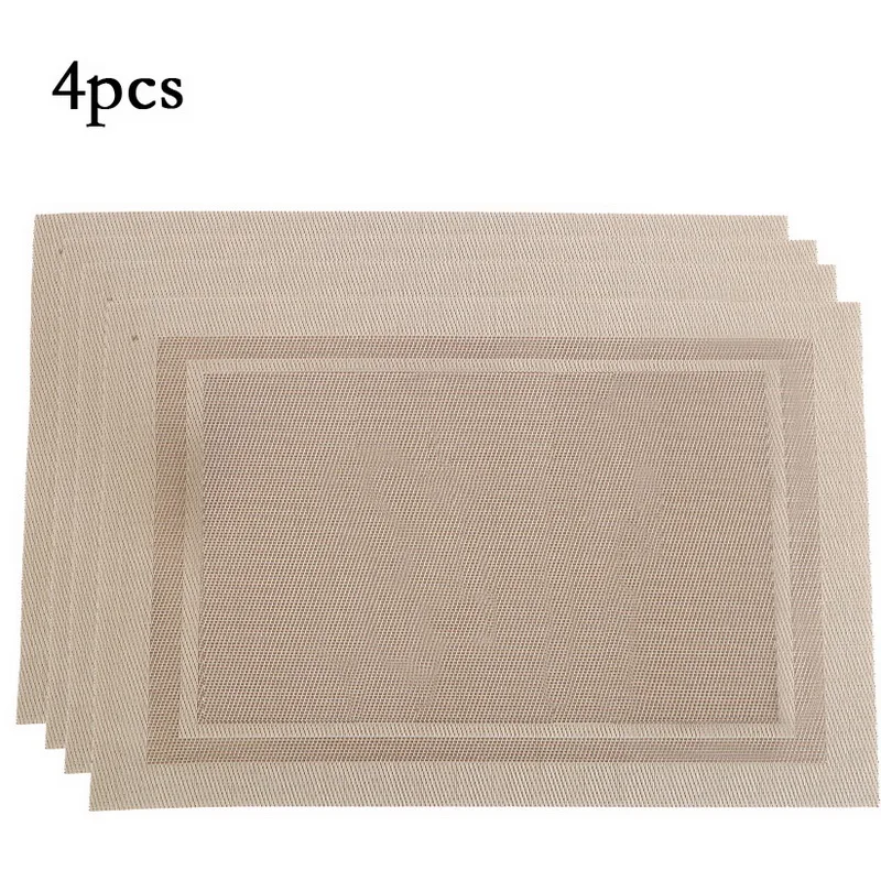 4pcs beige 4/6/8 шт. Скатерти Pad Моющиеся циновка таблицы ПВХ столовых устойчивый к пятнам столовая чаша площадку каботажное судно нескользящее покрытие гарантируют защиту - Цвет: 4pcs beige