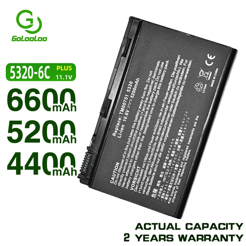 Golooloo 4400 мА/ч Батарея для ACER Extensa 5220 5230 5620 7620 5210 5420 5610 7220 5630 TravelMate 5720 5320 5530 5710|battery for