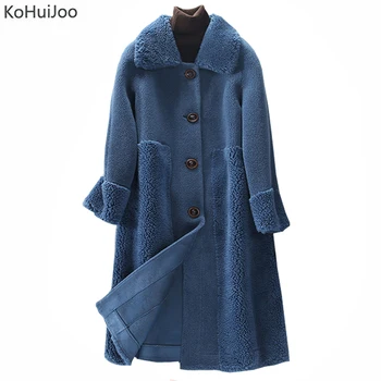 

Real Fur Sheep Shearing Coat Women Button Up New Lambs Fur Jacket Loose Plus Size Pockets Long Wool Natural Fur Jacket Female