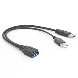 Кабель USB 3,0 с двумя силовыми зарядными кабелями y-адаптер штекер-Женский Шнур