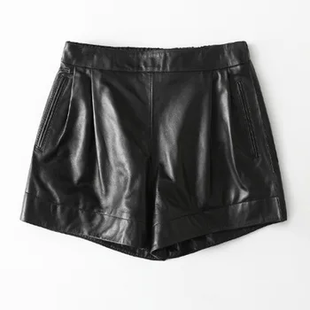

2020 Women Spring Genuine Real Sheep Leather Shorts H37