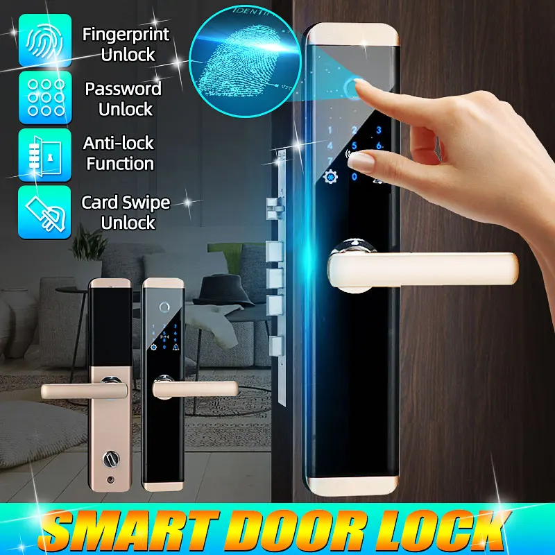 

Security Electronic Fingerprint Lock Smart Door Lock APP Touch Password Keypad Card Fingerprint WiFi APP Password RFID Unlock