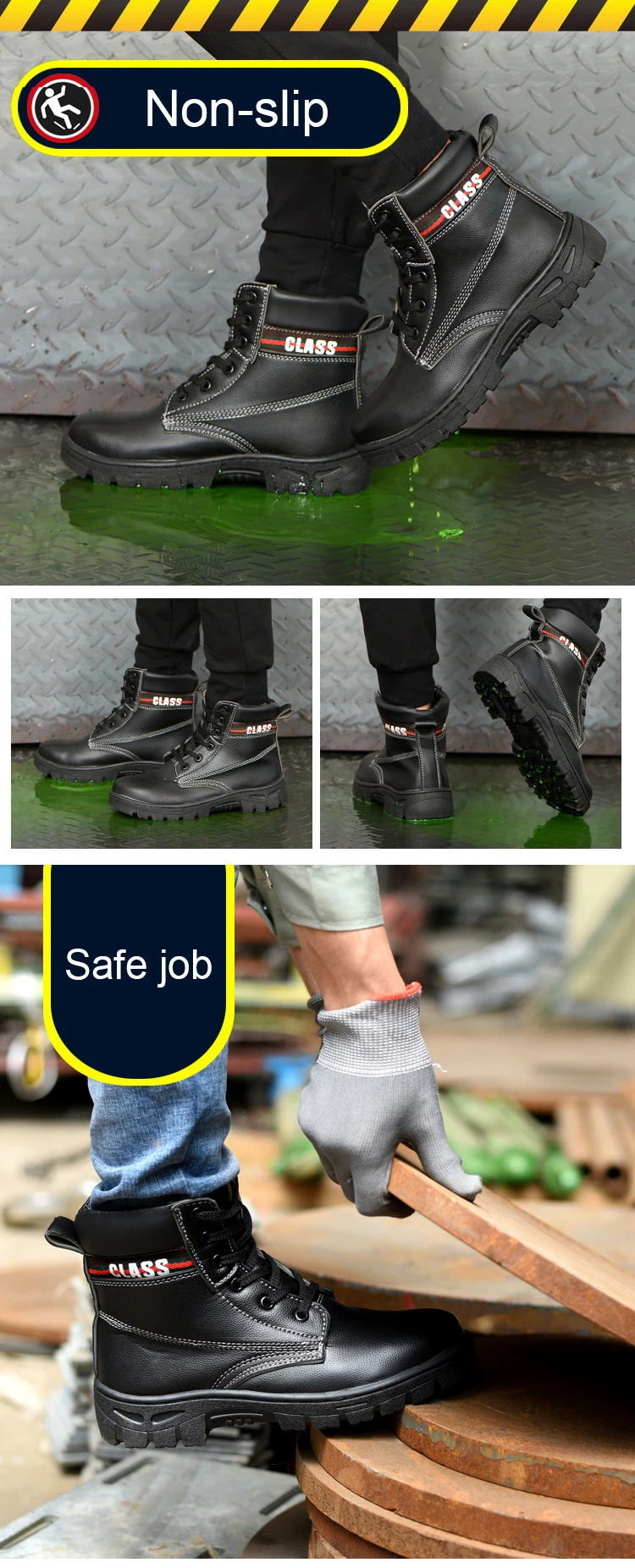 Зимние Бархатные Нескользящие защитные ботинки со стальным носком; мужские кожаные ботинки для работы; нескользящие уличные строительные ботинки