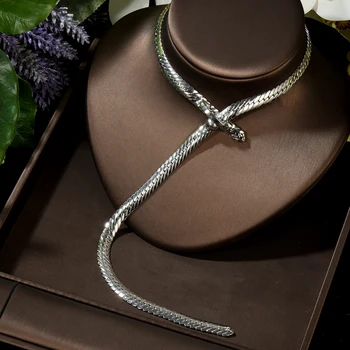 

HIBRIDE Joias Hip Hop Herringbone White Gold Color Necklace Pendants for Women Jewelry Party Accessories Bijoux Femme P46