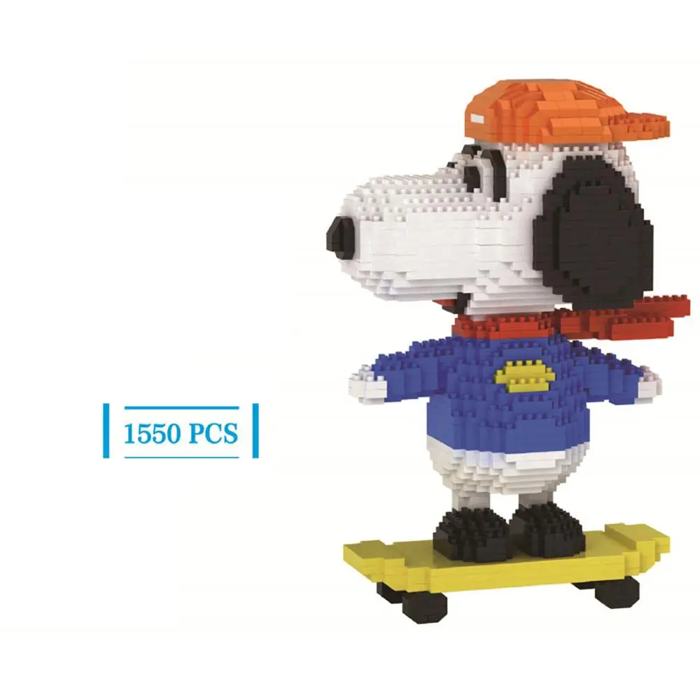 

hot LegoINGlys creators cartoon puppy dog beautiful Skate figures micro diamond building block model nano brick bricks toys gift