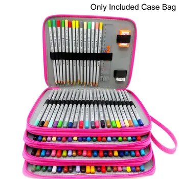 

1pc Colored 4th Floor Pencil Case Large Capacity Soft And Pu Leather184 Slots Pencil Holder Organizer With Carrying Handle