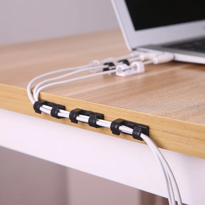 16 Pcs of 20 Pcs Desktop Cable Organizer Wall Sticker Wire Fixed Self-adhesive Cable Buckle Network Cable Clip Storage Free Nail