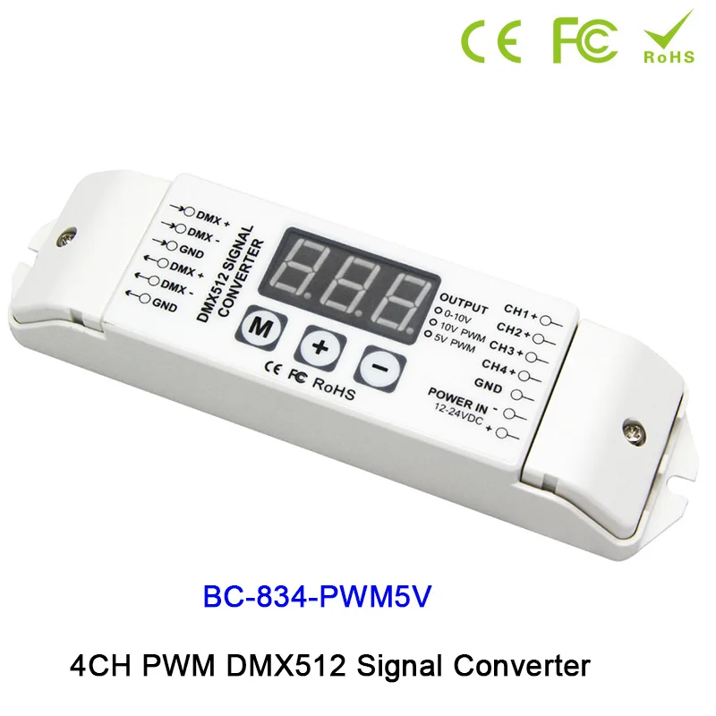 4CH PWM 5V/PWM 10V преобразователь сигнала DMX512 3-цифровой дисплей показывает DC12V-24V