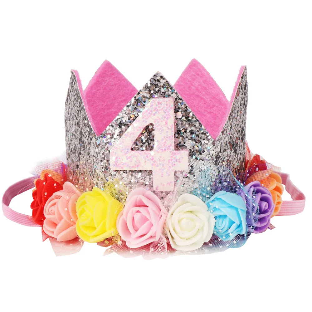 1pc Happy Birthday Party Hats Decor Cap Hat Princess Crown 1st 2nd 3rd Year Old Number Baby Kids Hair Accessory Birthday Toys