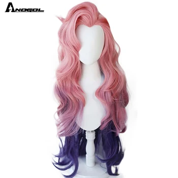 

ANOGOLLoL Seraphine Cosplay Wig KDA Cosplay Loose Wave Straight Pink Mixed Purple Wigs Heat Resistant Synthetic Hair Game