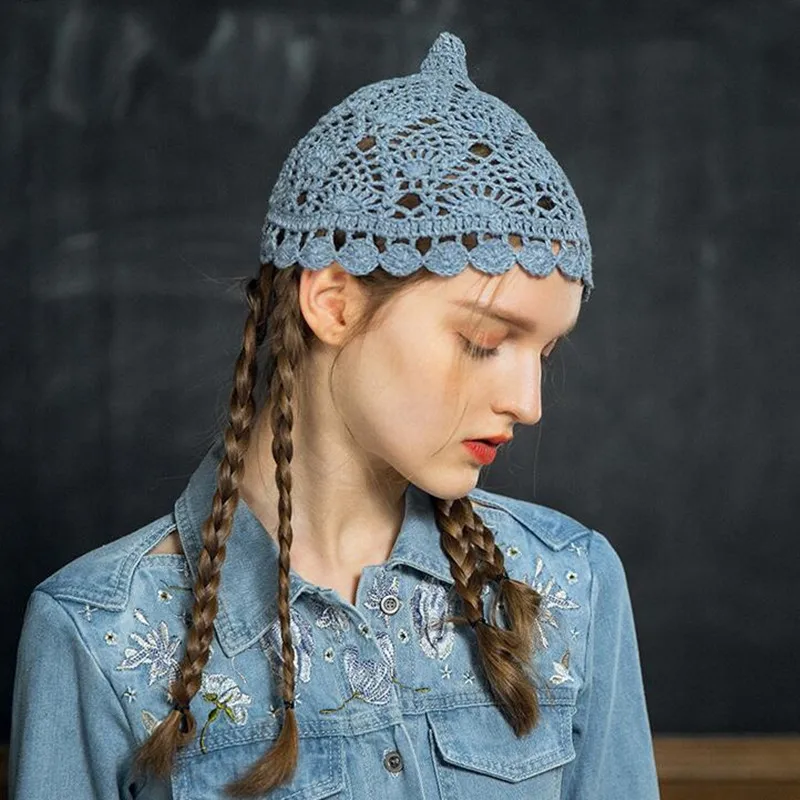 

Hand-knitted Party Beanie Hat Women Fashion Witch Little Pointed Cap Spring Summer Sweet Cute Leisure Korean Ladies Hats H6783