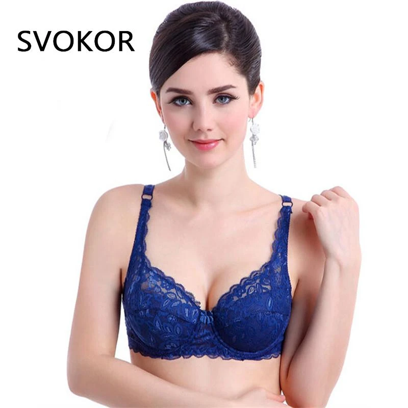 SVOKOR Women Bras Fashion Casual Sexy V-neck Solid Color Chest Pad Lace Sling Nylon Breathable Elasticity Comfortable Women Bras plunge bra