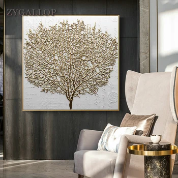 

ZYGALLOP Abstract Golden Tree Artwork Flat Print Canvas Posters Modern Wall Art Room Decoration Painting Scandinavian Home Decor