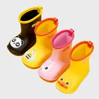 Детские непромокаемые сапоги для девочек; Водонепроницаемая Обувь с рисунком утки для маленьких мальчиков; Нескользящие резиновые сапоги