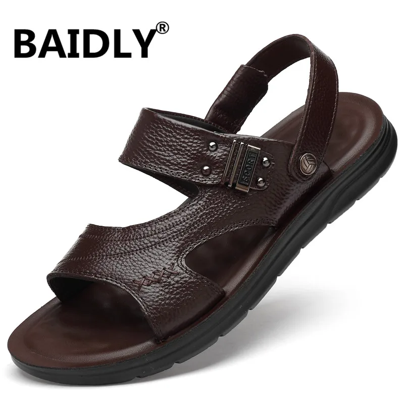 Новинка; повседневные мужские сандалии; удобные мужские летние кожаные сандалии; мужские пляжные сандалии в римском стиле