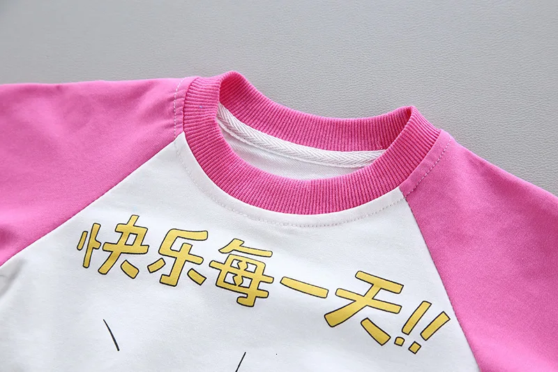 Детская одежда для маленьких мальчиков и девочек осень Sportswearl Детская футболка с коротким рукавом с принтом из мультфильма и штаны 2 шт./компл., одежда для малышей из хлопка; спортивные костюмы для младенцев