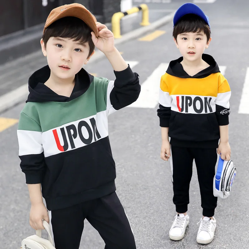 

BOY'S Spring New Style Children Hooded Set Big Boy Casual Little Boy Spring And Autumn Sports Childrenswear Two-Piece Set