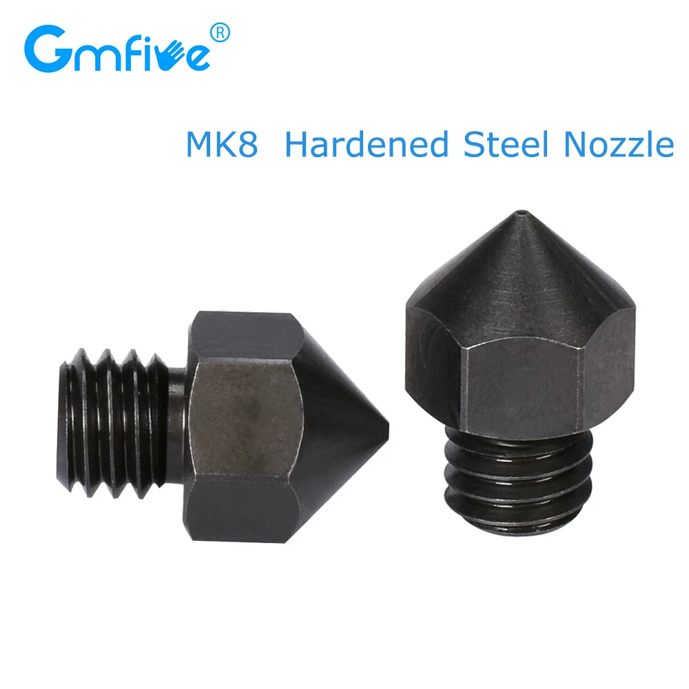

GmFive MK8 Nozzle High Temperature Hardened Steel MK8 Nozzles 0.2/0.4/0.6/0.8 Bowden Extruder Hotend 1.75MM Filament