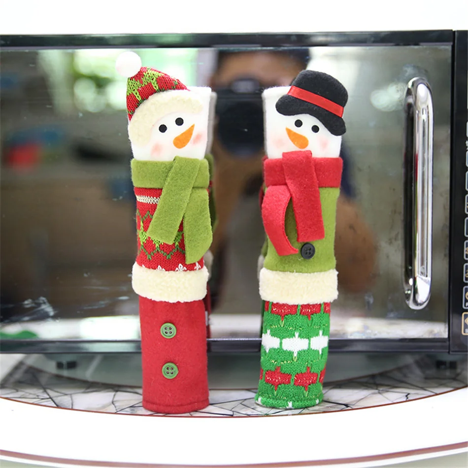 VOGVIGO 3 Pcs Microwave Dishwashers Refrigerator Door Handle Covers Handle Protector for Christmas House Decorate Tools