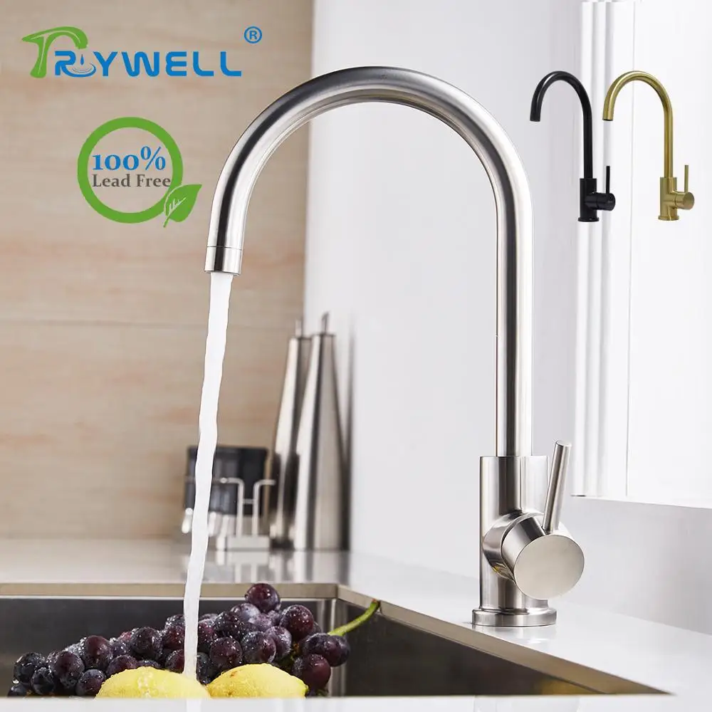 Смеситель для раковины Trywell кран из нержавеющей стали с креплением на раковину в
