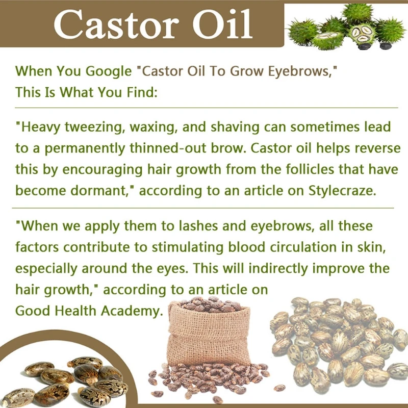 Castor Oil Eyelashes Eyebrow Enhancer Boost Growth Serum Essential Oil And Brush