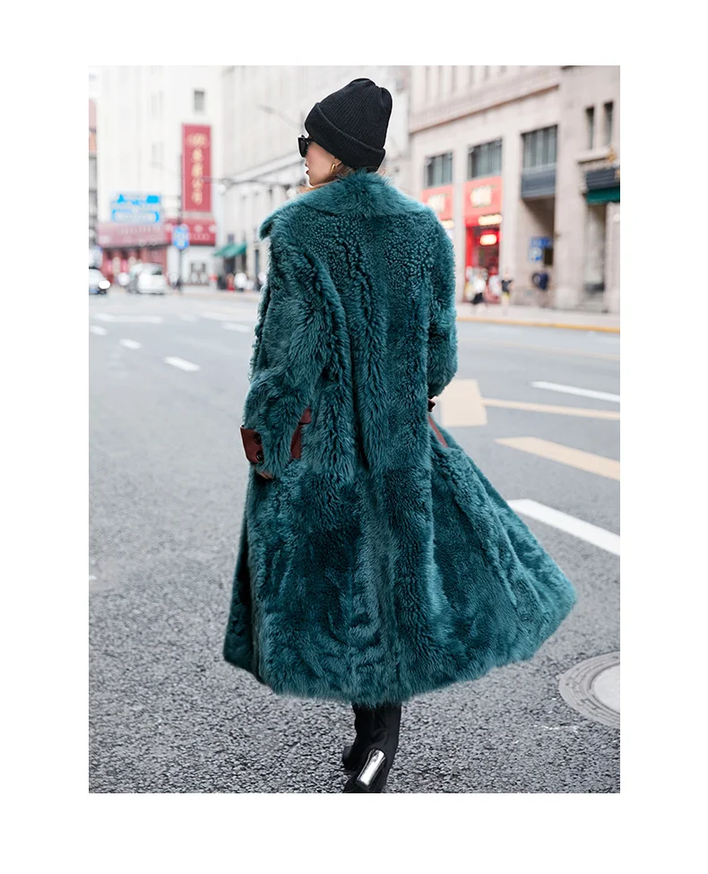 Роскошное пальто из натурального меха, женская зимняя длинная куртка для стрижки овец, Женское пальто из натурального меха, винтажная Двусторонняя Меховая куртка Hiver 98290