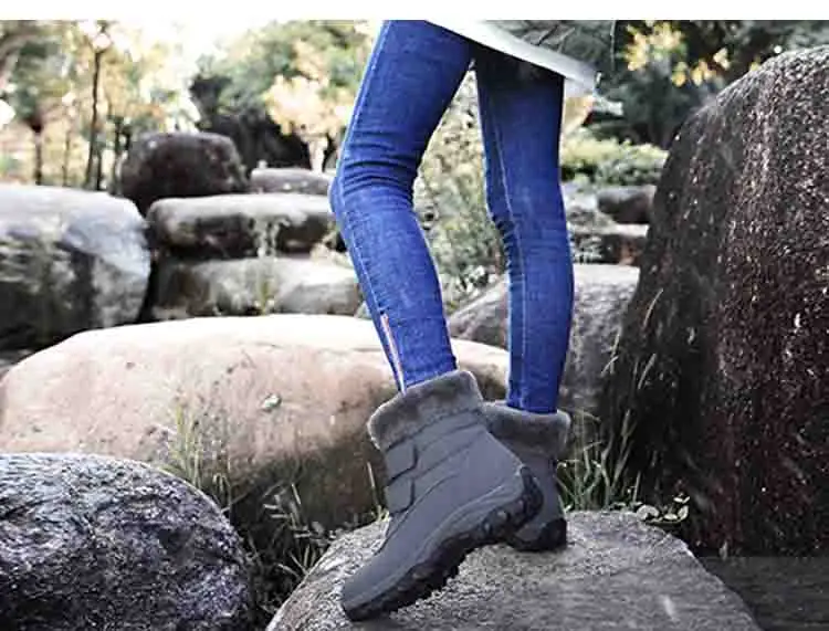 Winter Waterproof Cotton Boots Women Casual Plush Flat Short Snow Boots Winter Leisure Keep Warm Outdoor Shoes Plus Size