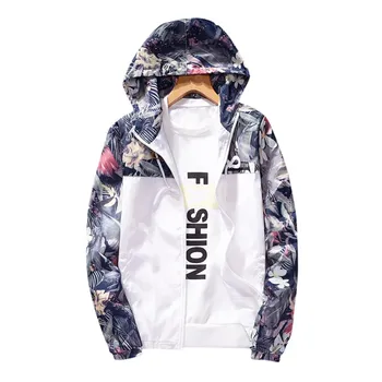

Print Jackets Coat Women Autumn Casual Floral Print Hooded Windbreaker Fashion Lightweight Zipper Female Bomber Jacket