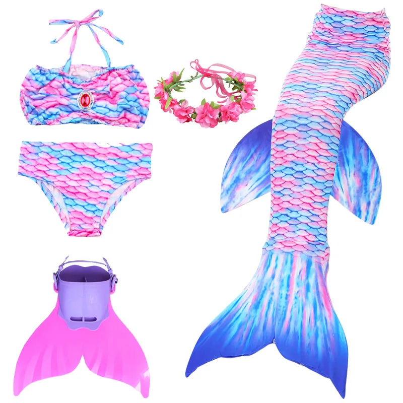 

Girls Kids Children Little Mermaid Tail Costume Swimmable Monofin Bikini Bathing Swimsuit Set Mermaid Tails for Swimming Cosplay
