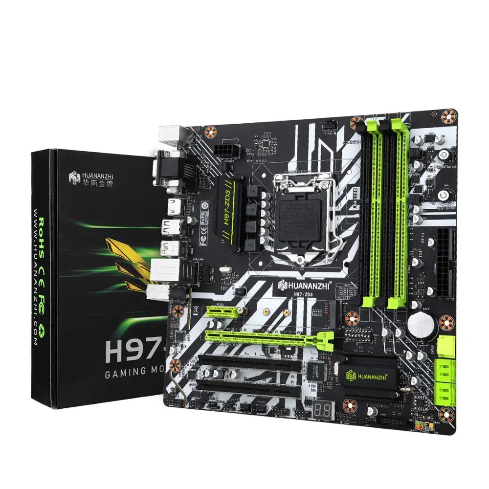 HUANANZHI H97-ZD3 материнская плата для Intel H97 Z97 LGA 1150 без ECC/REG DDR3 1600 МГц 32 Гб M.2 NVME NGFF VGA HDMI DVI