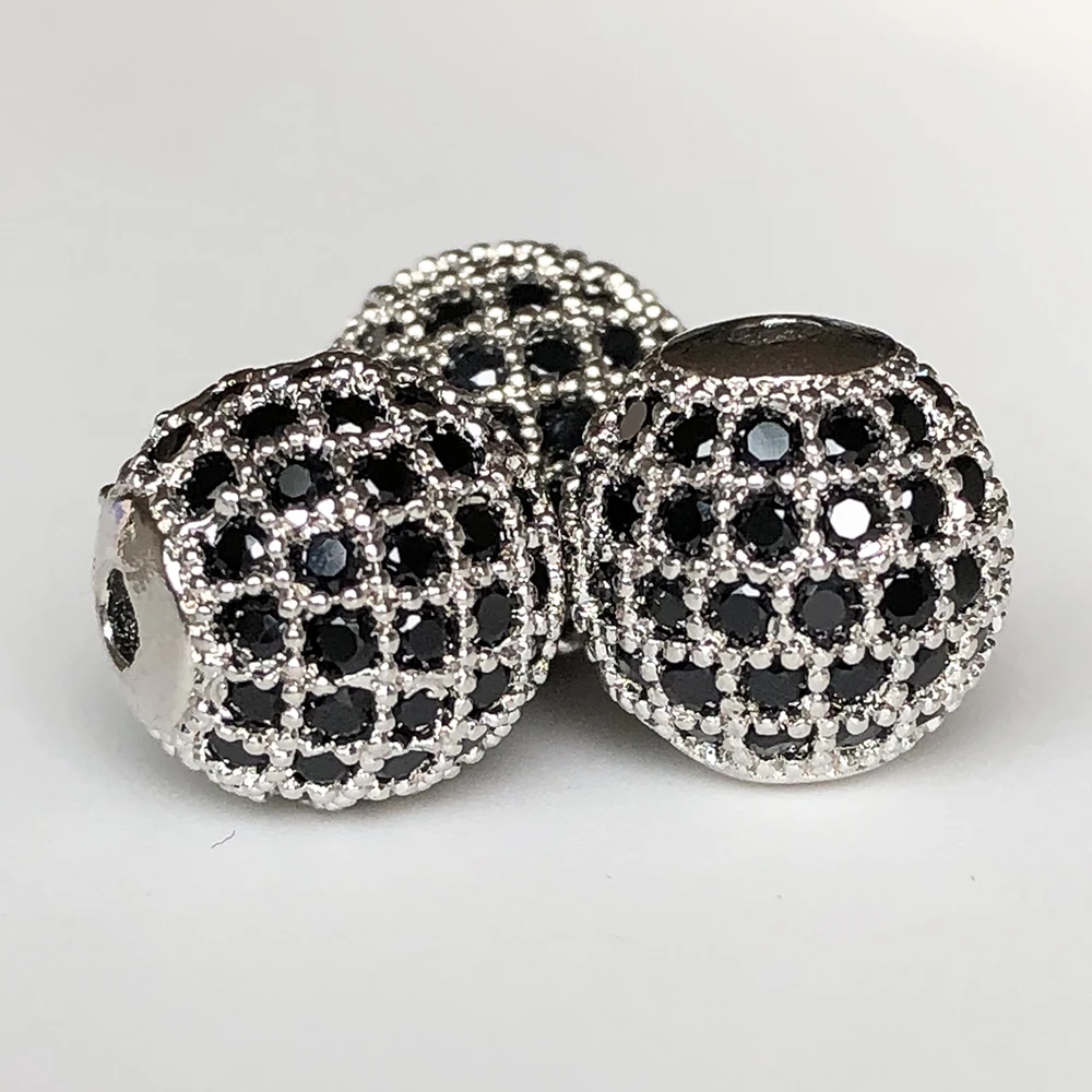 3 개/몫 라운드 볼 CZ 비즈 금속 황동 마이크로 포장 크리스탈 지르콘 공간 비즈 쥬얼리에 대 한 DIY 매력 팔찌 만들기  4/6/8/10mm-Freehip.co.kr