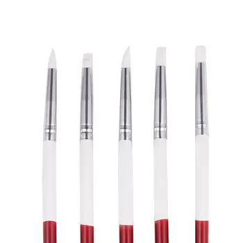 

5 Pcs Silicone Nail Brushes Carving Emboss Hollow Pottery Sculpture UV Gel Shaping Pen DIY Nail Tools