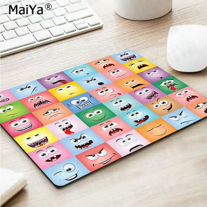 MaiYa высокое качество Мультяшные лица с эмоциями DIY дизайн игровой с узором коврик для мыши топ продаж игровой коврик для мыши - Цвет: No Lock Edge18x22cm
