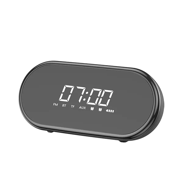 Black Original Xiaomi Mijia BASEUS Mini Alarm Clock Wireless Bluetooth speaker household subwoofer mirror portable radio 3D surround - Цвет: Black