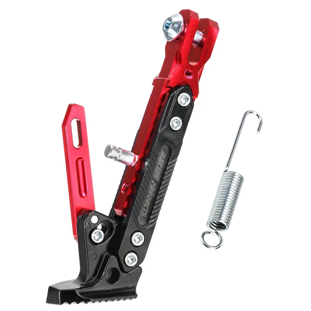 Adjustable CNC Metal Motorcycle Foot Bracket Kick Side Bracket Durable Corrosion Resistant Bracket Motorcycle Stand Moto Stand-Red