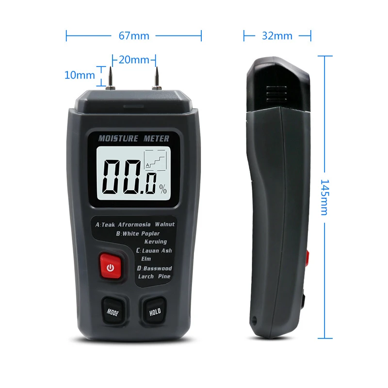 

Wood Moisture Meter Humidity Tester Timber Damp Detector Portable Wood Moisture Meter Digital LCD Display