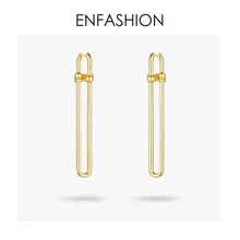ENFASHION геометрические u-образные Висячие серьги для женщин, аксессуары золотого цвета, минималистичные длинные висячие серьги, модное ювелирное изделие E1134