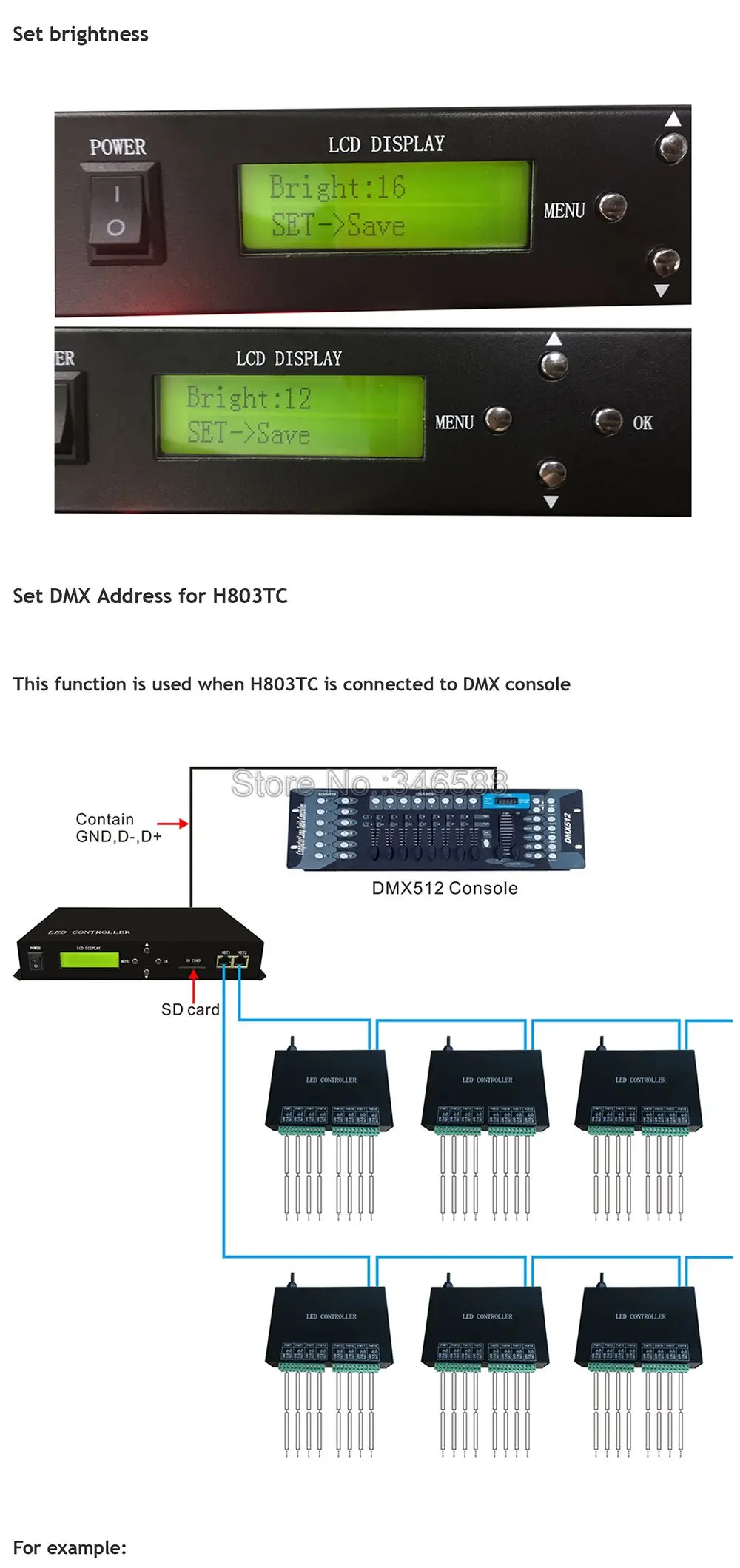 H803TC светодиодный онлайн/Автономный главный контроллер для пиксельных огней привод 170000 пикселей работает с H801RA или H801RC Slave контроллер