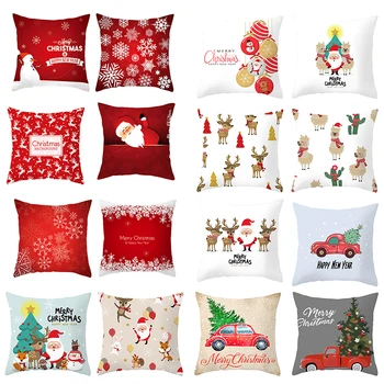 

45x45cm Christmas cushion cover Halloween cotton linen tree New Year decorative pillows for cushion cover Throw Pillow Case
