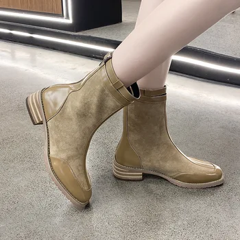 

2019 winter new Martin boots women's fashion simple British style square heel comfortable casual Martin boots