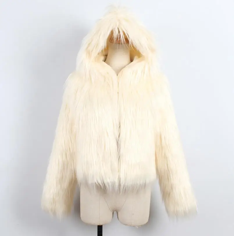 Модные короткие пальто с искусственным мехом на осень-зиму Новая модная куртка-пальто из искусственного меха с длинными волосами куртка женская с капюшоном короткие женские пальто - Цвет: as  photo    2