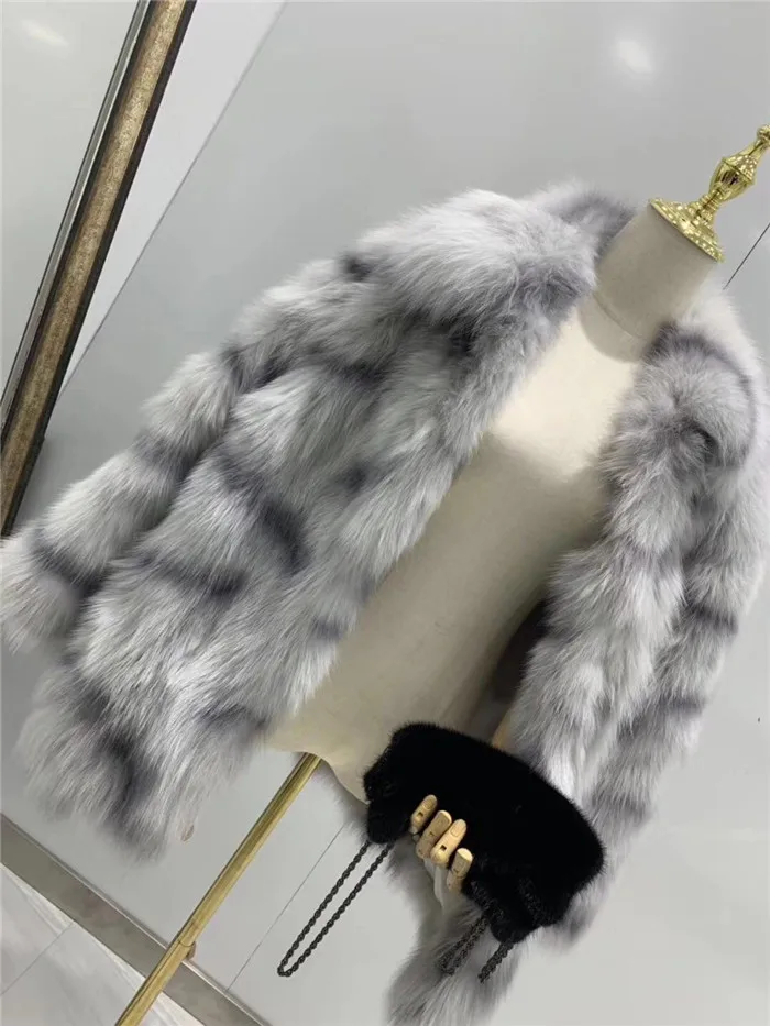 Новое поступление женские пальто из натурального Лисьего меха Роскошные теплые толстые зимние подлинный натуральных мех куртки женские пальто