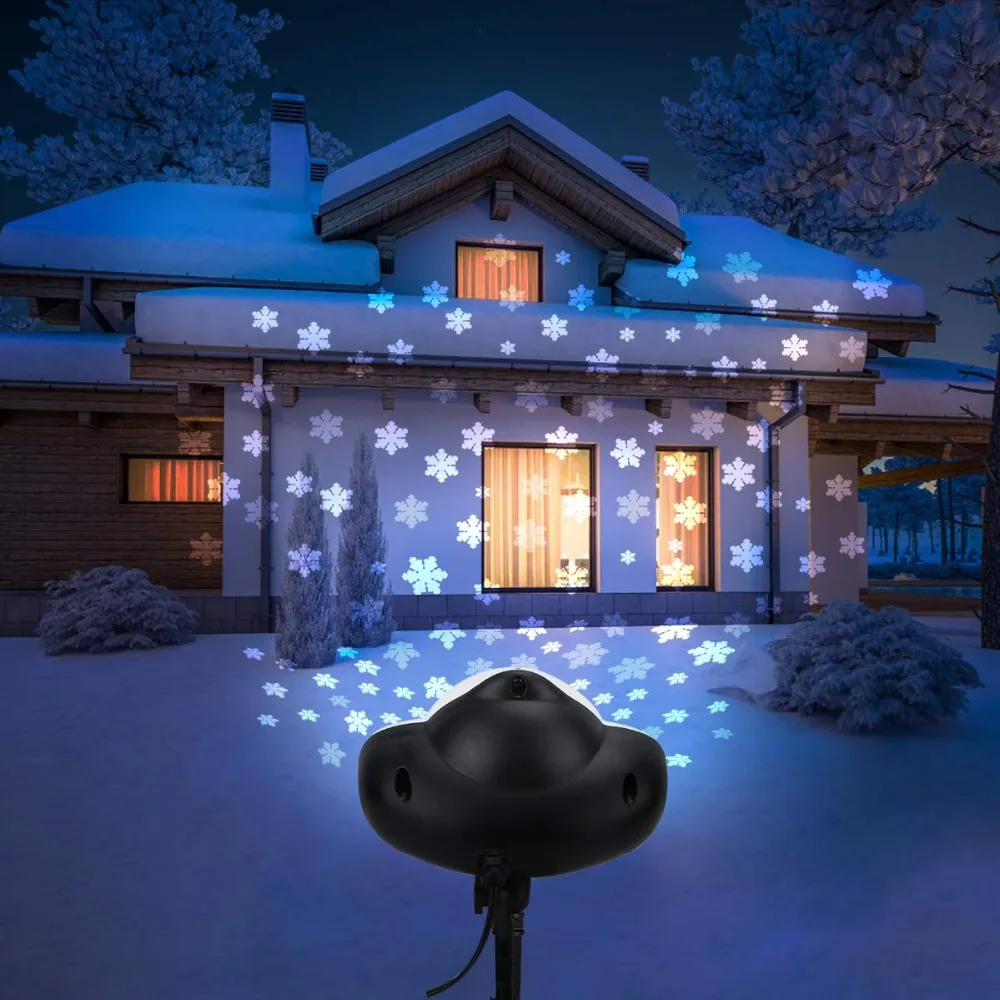 Inghoo 2 in 1Christmas Snowflake Projector Lights, Rotating LED Snowfall Projection Lamp with Remote Control for Christmas
