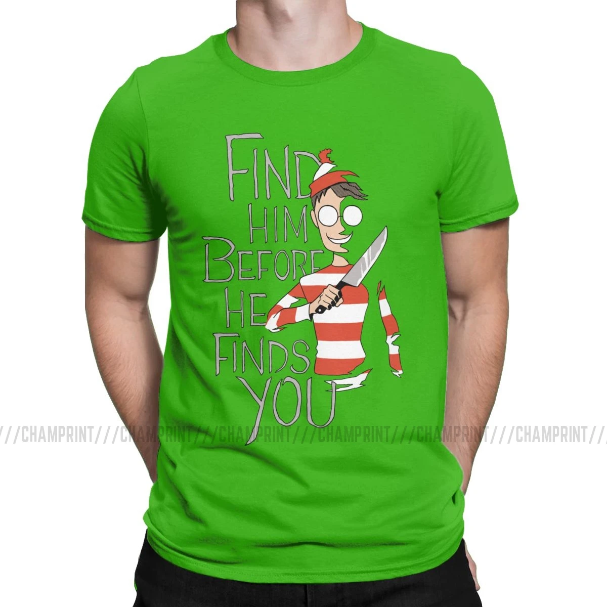 Мужская футболка Hiding In The Dark Waldo, хлопковые футболки с коротким рукавом Wheres Wally, пародия, 90 s, комикс, полоски, хотели футболки размера плюс - Цвет: Зеленый