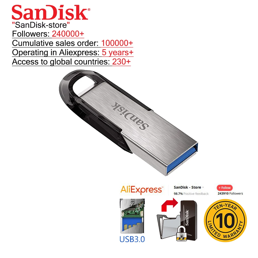 SanDisk 3,0 USB флэш-накопитель 128 Гб 64 ГБ 32 ГБ 16 ГБ ультра чутье Memory Stick флешки Флешка U диск для компьютера