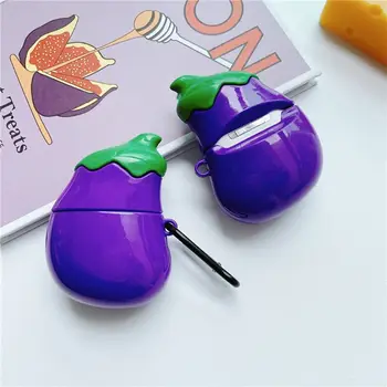 

Cute Eggplant Silicone Case Protective Cover for Airpods 1/2 Headset 19QA