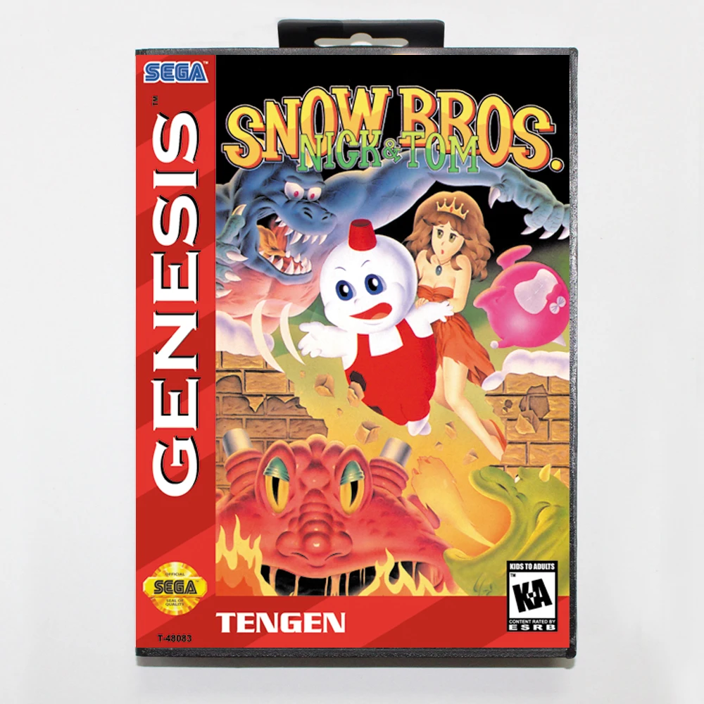 Snow Bros Nick N' Tom 16bit MD игровая карта для sega Mega Drive/Genesis с розничной коробкой