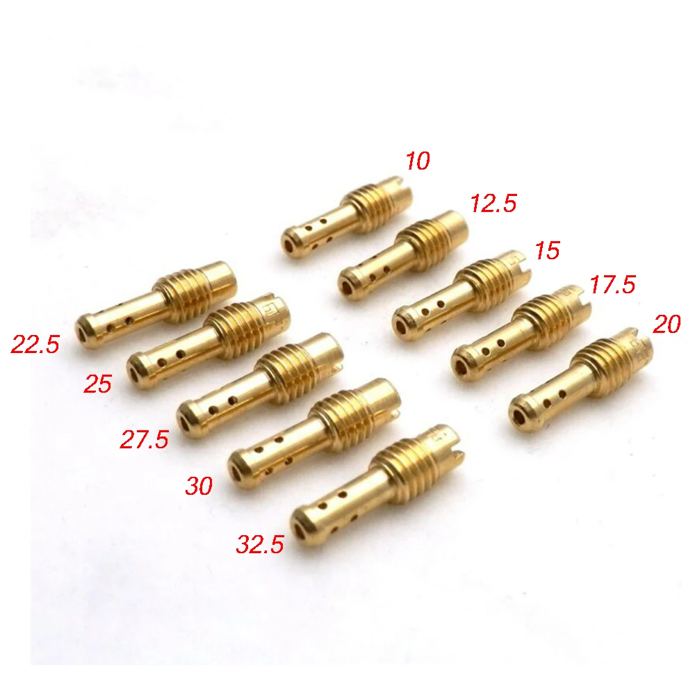 10pcs Motorcycle Carburetor Main Jets Idle Pilot Jet 8 Bleed Holes For MIKUNI VM/TM/TMX