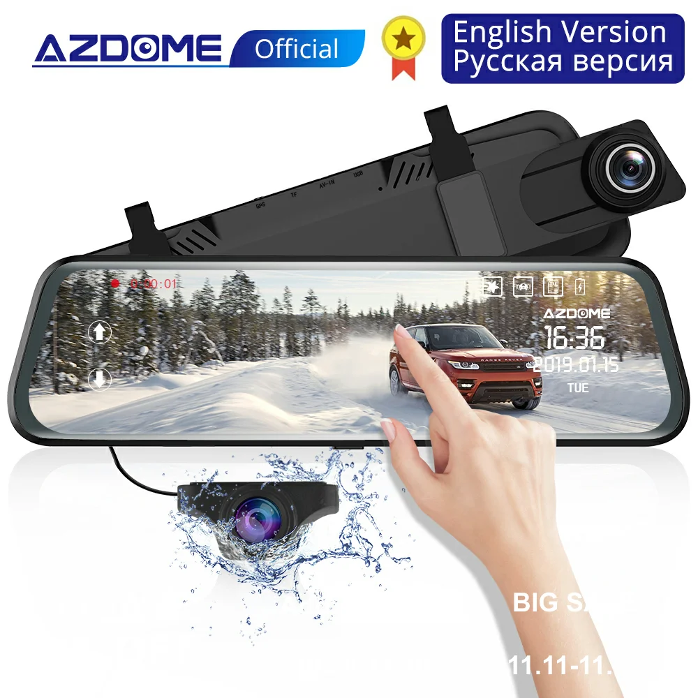 AZDOME PG02 Автомобильный видеорегистратор Камера 10 &quotStream Media Зеркало заднего вида FHD